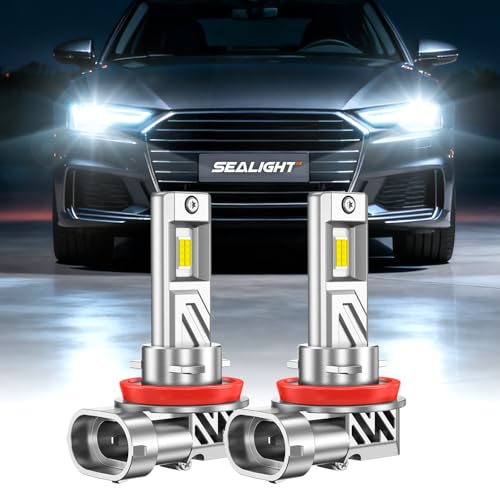 Image of SEALIGHT H11 /H9 /H8 LED Headlight Bulb, 8X Brighter than Halogen, 6500K Output Canbus Ready, IP68 60000Hrs Lifespan, 1：1 Size 3Mins Installation, 2 Pack