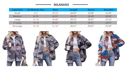 Womens Shackets Fashionn 2024 Aztec Print Button Down Shirt Jacket Tweed Outfit Pea Coat Winter Fall Warm Outerwear2