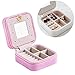 DACHENGJIN Boîte de Rangement Petite boîte à Bijoux Macaron Anneaux et Boucles d'oreilles Boîte de Rangement de Voyage avec Miroir (Noire) (Couleur : Rose)