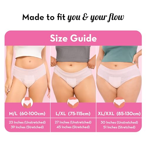 Image of Plush Anti-Bacterial Period Panty - Pack of 3 (15 Pcs) XL /XXL (85-130 cm) | B2G1 Free | Comfort High Waist Disposable Panties for Women Heavy Flow | Non-Bulky, Snug Fit | 12-Hour Protection | 360 Coverage, 100% Rash-Free | Ideal for Overnight Use