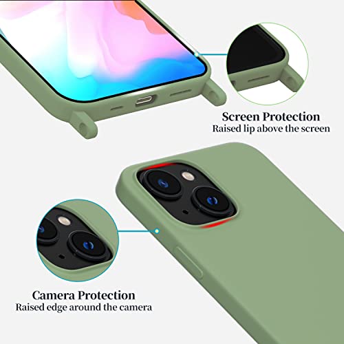 Image of Compatible with iPhone 12 Case with Lanyard Crossbody iPhone Case with Strap Adjustable Shockproof Drop Protection Silicone Phone Cover for iPhone 12 6.1'' Mint Green
