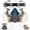 BIWTYYD Respirator Mask with Filters and Goggles, Chemical Respirators Gas Mask for Paint, Epoxy Resin, Organic Vapor, Dust, Welding Respirator Blue