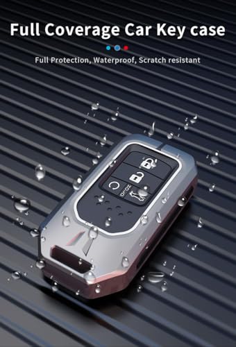 Image of BKN Premium Metal Silicon Key Cover Compatible for Honda City | Civic 2023 2024 | Amaze | BR-V, CR-V, Jazz, WR-V 4 Button Smart Key | Full Protections Visible in Low-Light Conditions