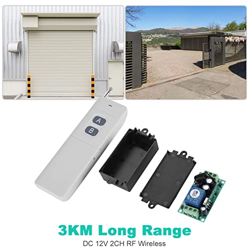 3 Km Lange Reichweite, DC 12 V, 2 Kanäle, RF-Funkfernbedienung, Schaltersystem, Sender, Empfänger, Kabellose Steuerung, Einfache Installation, Steuerung von Lichtern, Fernsehern,