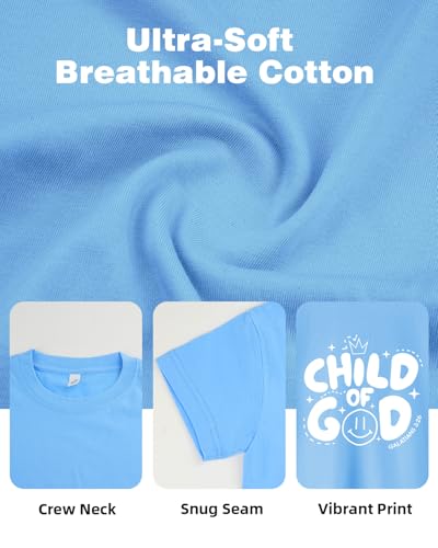 Image of Christian T-Shirts Child of God Shirt Kids Toddler Cute Girls Boys Short Sleeve Tops Graphic I'm A Child of God Tee 2-8 Years