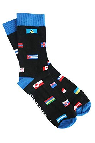 68travel Unisex Socken mit 32 Länderflaggen - Socken die auffallen, tolles Geschenk für Reisende (43-46)