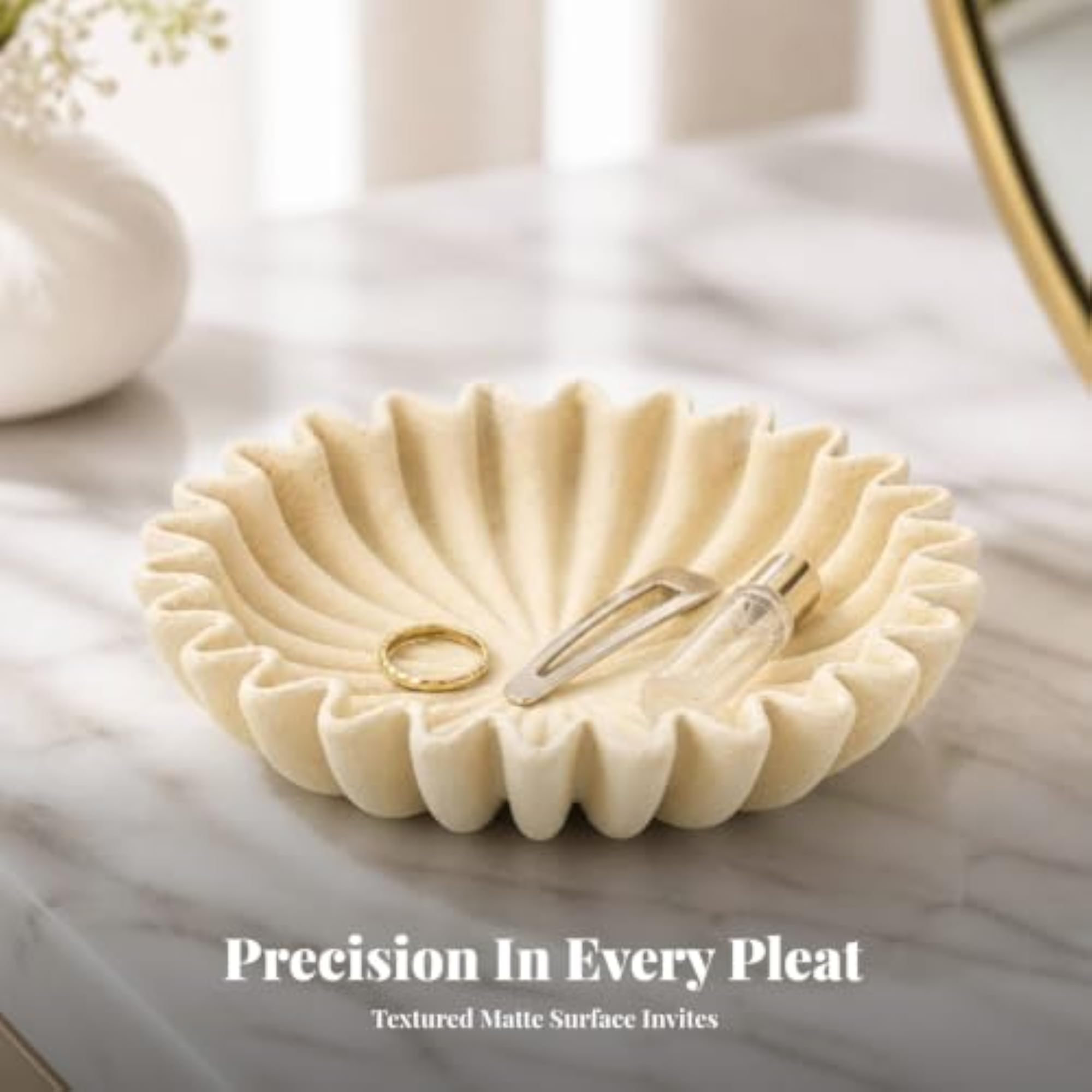 Sculptural Round Decorative Tray, Minimalist Design