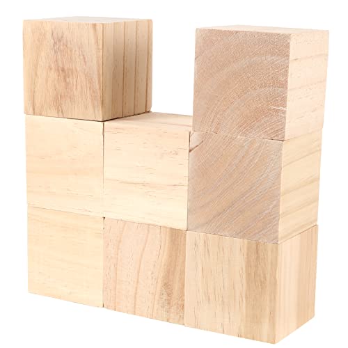 Sinjeun 8 Pack 2.75 Inch Wooden Cubes, Natural Unfinished Wooden Block, Natural Solid Wood Cube Block For Puzzle Making, Diy Projects, Home Decoration #TOP4