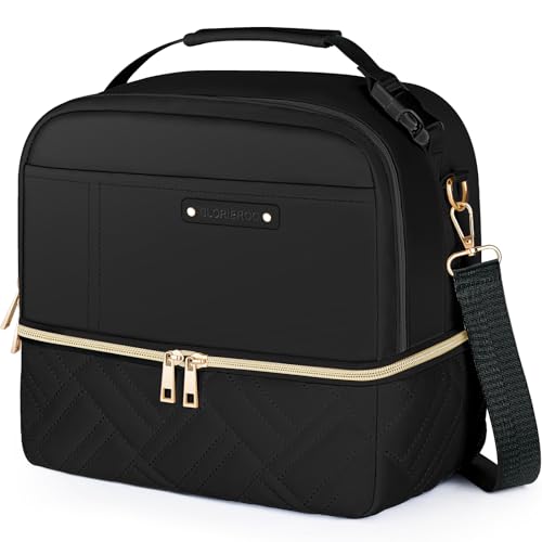 GLORIEROO XL Lunch Bag Women Great Teacher Mothers Day Gifts for Women - Large Insulated Lunch Box Tote Cooler - Stylish Vegan Leather 2 Tier Lunch Box for Women Travel Work 1 GLORIEROO-XL-Lunch-Bag-Women-Great-Thanksgiving-Day-Christmas-for-Women-Large-Insulated-Lunch-Box-Tote-Cooler-Stylish-Vegan-Leather-2-Tier-Lunch-Box-for-Women-Travel-Work-Black