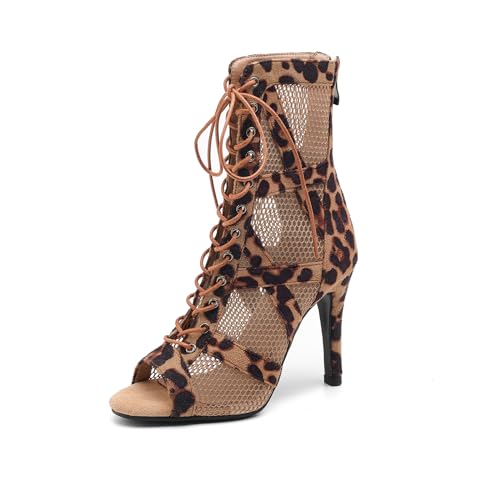 Bottines de danse latine à lacets HROYL DS-K100 talon femme Peep Toe