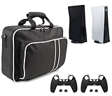 🎮 【Interior Organizado】La funda transporte para PS5 tiene una cremallera a prueba de impactos hecha de aleación de zinc, que se pueden abrir y cerrar del estuche fácil y rápidamente, lo que le permite llevar los accesorios para PS5. En el interior de la bolsa se han diseñado distintos compartimentos para que puedas guardar y transportar todos los accesorios. La base es dura y antideslizante, lo que hace que la funda transporte esté más erguido y segura.