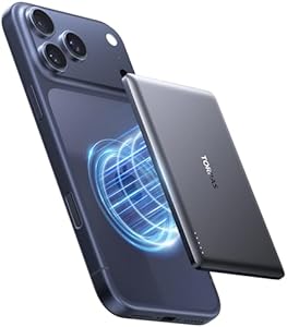 TORRAS MiniMag Ultra Slim Powerbank für Magsafe iPhone 17 Pro Max, Schnellladen 5000mAh Magnetische Powerbank Klein, Wireless Externe Akkupack mit USB-C-Kabel für iPhone Air 12-16, AirPods, Grau Titan