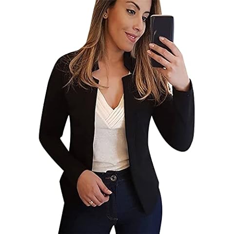 YMING Women Slim Fit Office Cardigan Thin Long Sleeve Coat Casual Lapel Blazer Blk XL Cover
