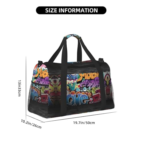Graffiti Hip Hop Print Everyday Use Travel Duffle Bag Large Capacity Travel Bag Stylish Functional Bag4