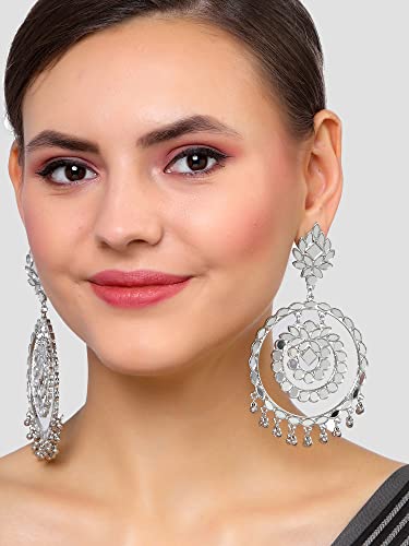 Image of Karatcart Red Stone Studded Gold Plated Drop Earrings for Women