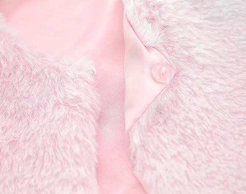 Image of Lilax Girls Cozy Faux Fur Long Sleeve Crew Neck Dress Coat
