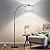 Black Arc Floor Lamps for Living Room,Modern Standing Lamp with Adjustable Drum Lampshade Tall Pole Lamp with Foot Switch Over Couch Arched Floor Light for Reading Bedroom 8W LED Bulb Included