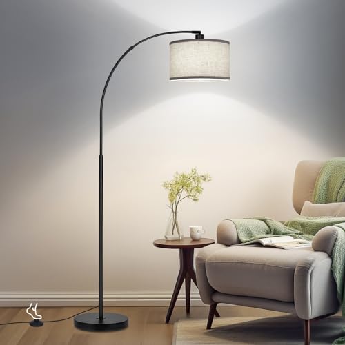 DWTB Black Arc Floor Lamps for Living Room,Modern Standing Lamp with Adjustable Drum Lampshade Tall...