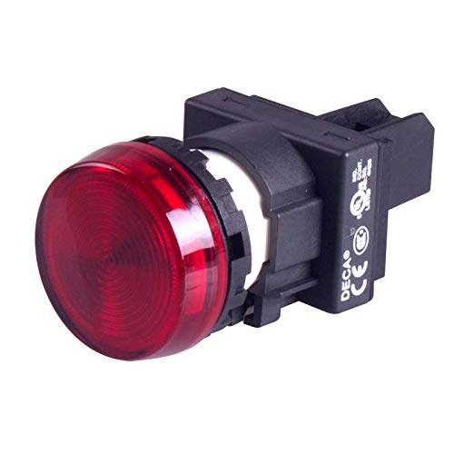 A20P-1EQ3R, 22mm LED Pilot lamp, Flush Type, 12V AC/DC, Red Lens