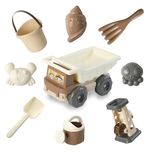 Ubaby - Juguetes Playa Bebé - Juguetes Piscina Bolas - Set Cubo Playa con Palas y Moldes, Juguete de Arena 9 Piezas - Juego de Playa para niños - Bolsa Transporte incluida