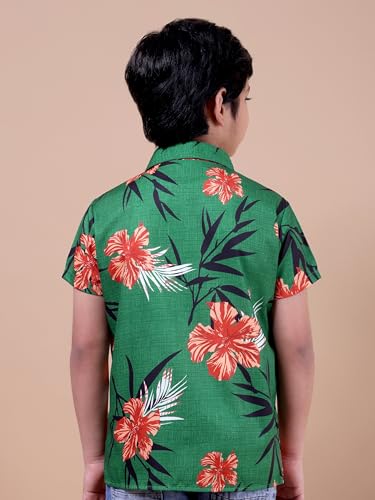 Image of Boys Printed Casual Shirt Short Sleeve Button Down Beach Shirt for Kids