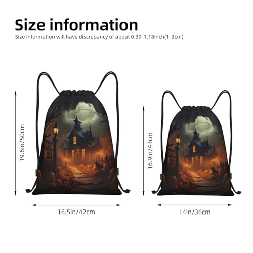 Scary Halloween print Drawstring Bag Sack Gym Bag Ditty Bag for Gym Traveling, Hiking, Yoga, Shopping for Adult4