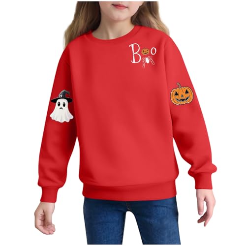 Halloween Sweatshirts for Teen Girls Spooky Season Funny Long Sleeve Shirts Fashion Cute Ghost Graphic Print Tops