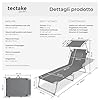 tectake® Lettino, Sedia a Sdraio con Parasole, Schienale Regolabile in 4 Posizioni, Rivestimento Resistente, Giardino, Spiaggia, Lettino da Sole, Lettino pieghevole - Grigio