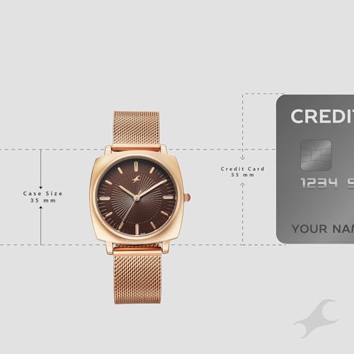 Image of Fastrack Stunners X Quartz Analog with Brown Dial Rose Gold Stainless Steel Strap Watch for Girls - 68043WM05