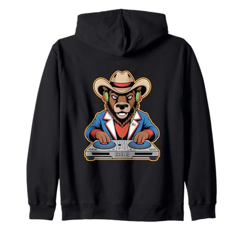 Dj Bear Cowboy Mixing Beats Wild West Zip Hoodie