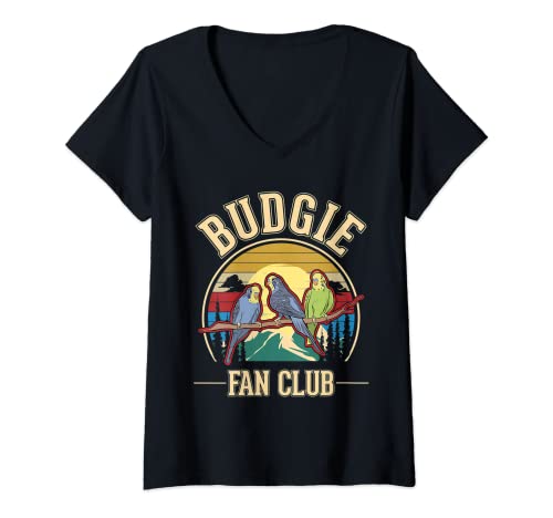 Mujer Budgie Fan Club Cacatúa Perico Periquito Camiseta Cuello V