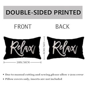 RelaxUnwind Throw Pillow Covers 12×20 Farmhouse Spring Summer Decorative Lumbar Pillowcases Porch Patio Cushion Covers 2Pack for Bedroom Living Room Sofa Couch Home Decor Black
