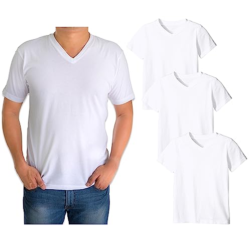 Classic Men's White Short Sleeve Undershirts V Neck T Shirt - Multi & Bulk Wholesale Packs