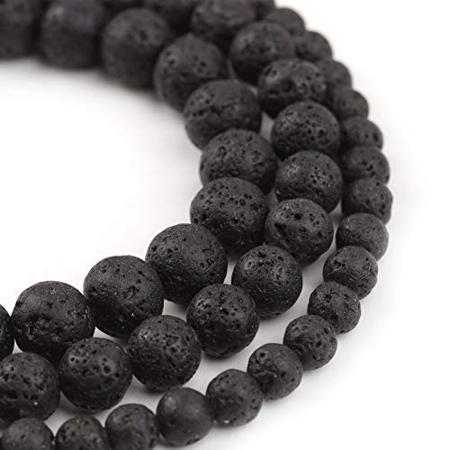 Image of Natural Stone Beads 10mm Black Lava Beads Polished Round Smooth Loose Gemstone Beads for Jewelry Making 15 Inch(Black Lava,10mm)