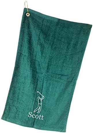 101 BEACH Personalized Hunter Green Golf Bag Towel with Clip - Embroidered Name - Man Golfer