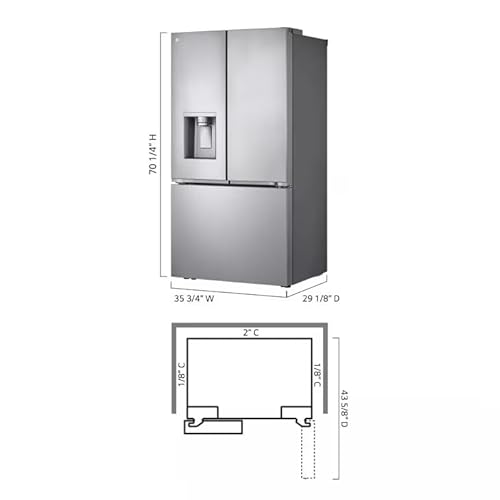 LG LRYXC2606S 25.5 Cu. Ft. Stainless Steel French Door Counter Depth Smart Refrigerator on Fridge.com