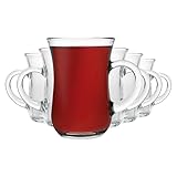 NORDIC SCHILLER Keyif Teeglas mit Henkel 145 ml – 6er Set, Türkische Teegläser aus Glas, Spülmaschinengeeignet, Hitzebeständig, Elegantes Design für Tee & Heißgetränke