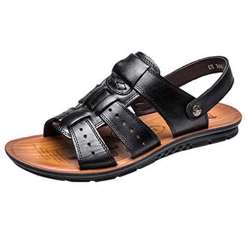 Corriee Mens Leather Sandals Summer Outdoor Sports Anti-Slip Breathable Shoes Fisherman Beach Sandal