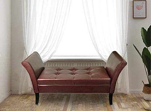 HomeHarmony® Balmoral PU Leather Easy To Assemble Window Seat Storage Ottoman Bed Sofa Bench (Chestnut)