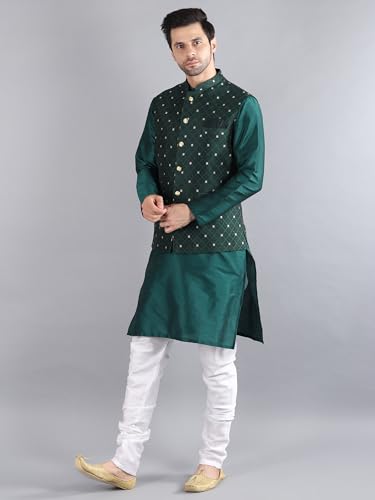 Image of Uri and MacKenzie Men's Silk Blend Kurta Pajama with Designer Ethnic Nehru Jacket /Modi Jacket