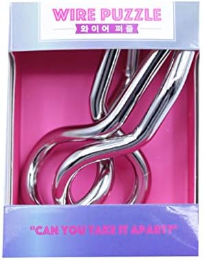 Brain Teaser IQ Puzzle Toys Metal Wire Puzzle,[ Pink/Level 4 ], Metallic, Bind and Solve