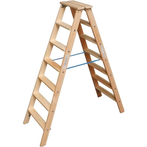 Preisvergleich Produktbild Krause 818447 Stabilo Stufen-Doppelleiter, Holz, 2x7 Stufen