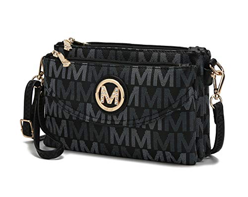 MKF Collection Bolsa tiracolo feminina com alça de pulso, bolsa de ombro de couro vegano da Mia K, Ishani preta, Small