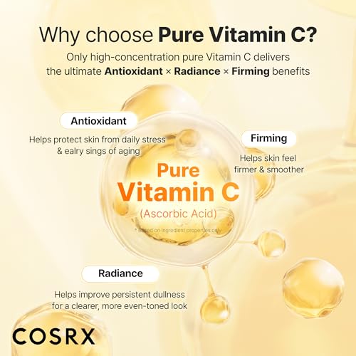 COSRX Advanced Pure Vitamin C 23% Serum with Vitamin E & Glutathione, Korean Vitamin C Serum for Fine Lines, Uneven Skin Tone & Dull Skin, 0.7oz, Korean Skin Care, for Mom & Wife