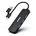 BENFEI USB USB-C Hub, 2 in 1 USB 3.0/USB-C Hub with 4 USB 3.0 Ports Compatible for MacBook, Mac Pro, Mac Mini, iMac, Surface Pro, XPS, PC, Flash Drive, Mobile HDD Black 000305black