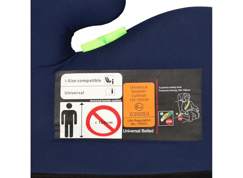 cartrend Kids Kindersitzerhöhung, Zertifiziert nach DIN ECE R129, für 125–150 cm Körpergröße, verbesserter Seitenaufpallschutz, ergonomisch, blau