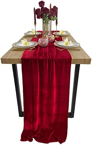 Luxurious Velvet Table Runner, 10ft Wedding Reception Decorations, 20x120inch Soft Velvet Fabric, Table Linen Overlay, Wedding Table Runners