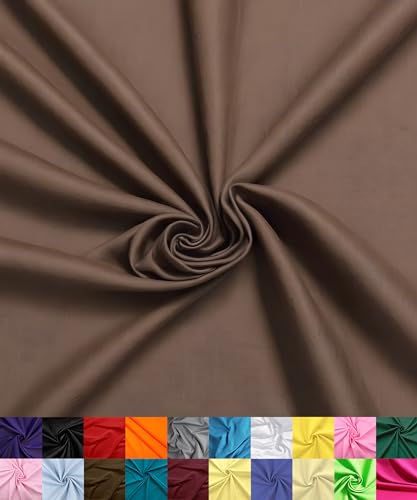 Barcelonetta | Poly Cotton Fabric for Sewing | Broadcloth Fabric | by the Yard | 60" Wide Roll | Lightweight, Breathable | Lining, Home Textile, Skirts, Tote Bags (Brown, 20 Yard)