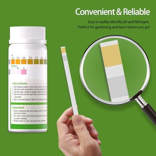 PooTe Soil pH Test Kits - 2 in 1 Soil Testing Kits with Test Tube - 100 Pcs Professional Test Soil pH & Nitrogen for Garden Lawn Yard Grass Home