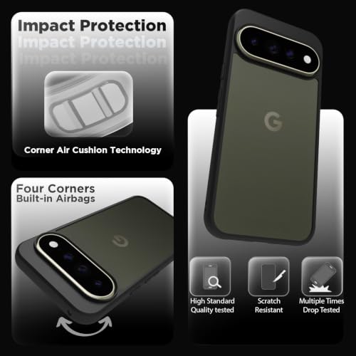 Image of RIGGEAR Shockproof Sleek Hybrid Armor Back Cover Case for Google Pixel 11 Pro XL (Smoke Black Matte PC + Black TPU Bumper)
